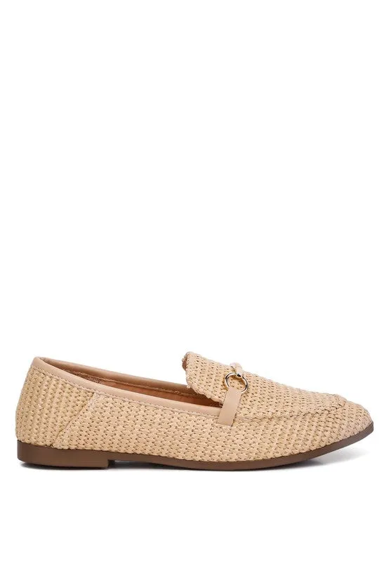 Asher Horsebit Embellished Raffia Loafers