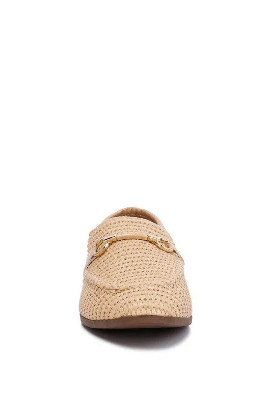 Asher Horsebit Embellished Raffia Loafers