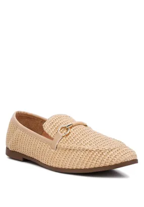 Asher Horsebit Embellished Raffia Loafers