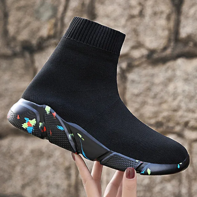 ASHORESHOP Women Slip on Sock Sneaker Ankle Boots