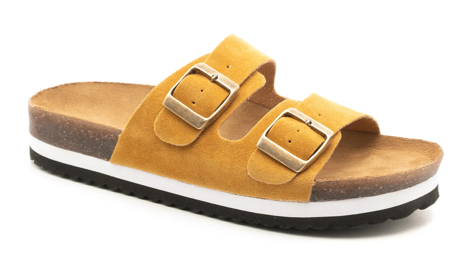 Beach Babe Mustard Suede Slide