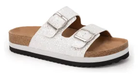 Beach Babe White Glitter Slide