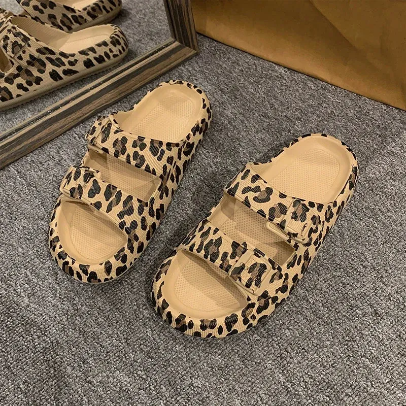 Chic Leopard Print Slides for Women