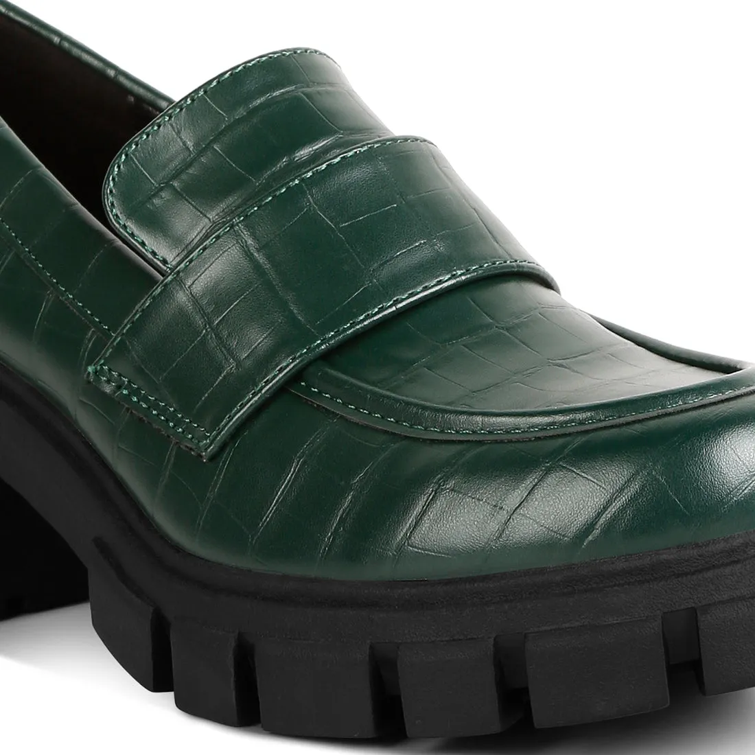 Chunky Block Heel Loafers