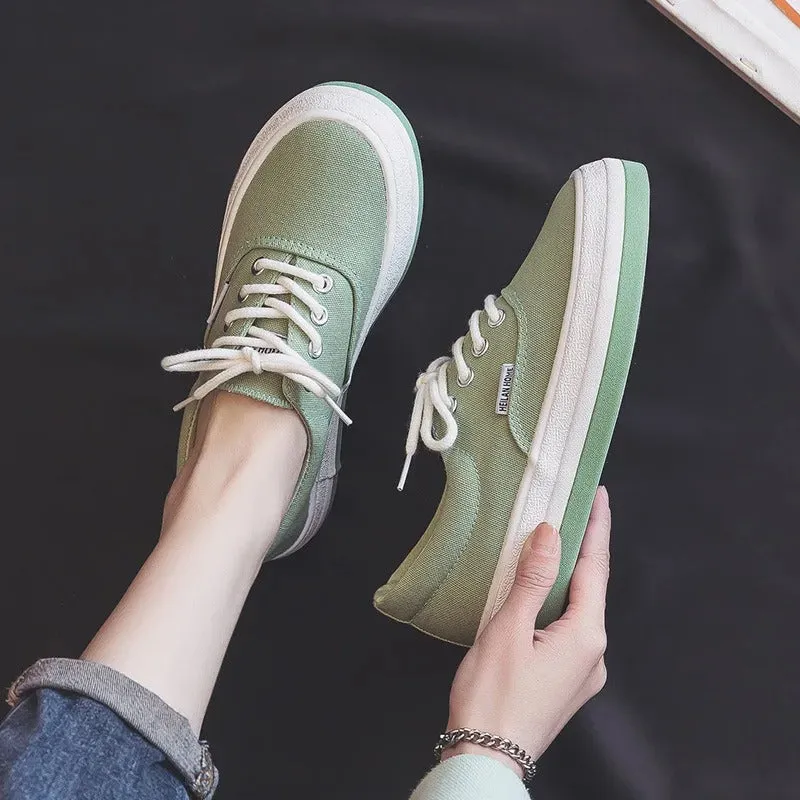 Colorful Lace-Up Canvas Sneakers for Women