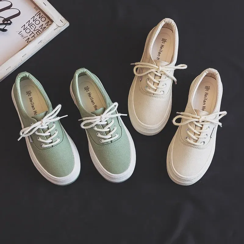 Colorful Lace-Up Canvas Sneakers for Women