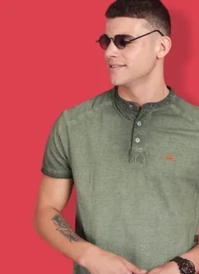 Green Cotton  Henley Tshirt