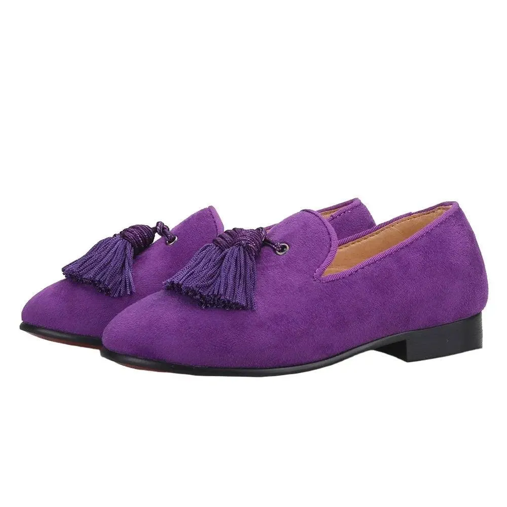 Kids Loafers Matching Style - Handcrafted Purple Suede Loafers for Parents and Kids