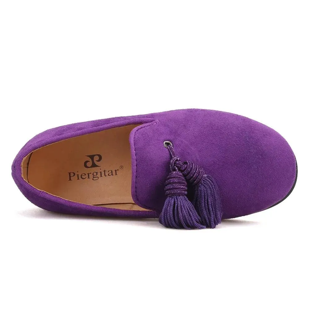 Kids Loafers Matching Style - Handcrafted Purple Suede Loafers for Parents and Kids