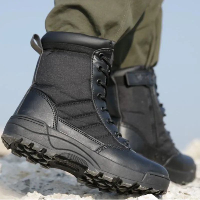 Men's Casual Leather Military Breathable Ankle Boots