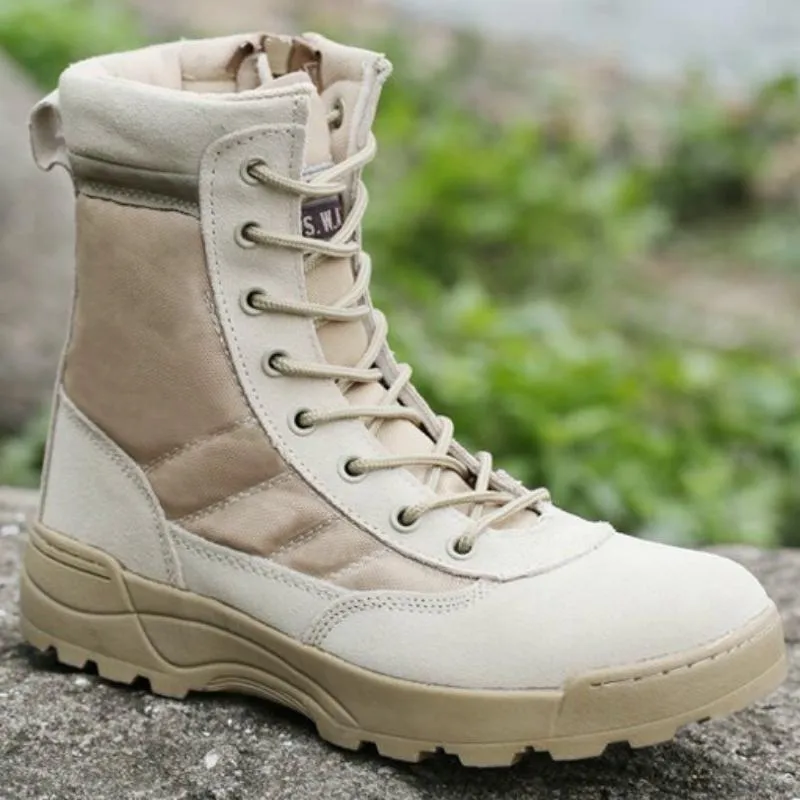 Men's Casual Leather Military Breathable Ankle Boots