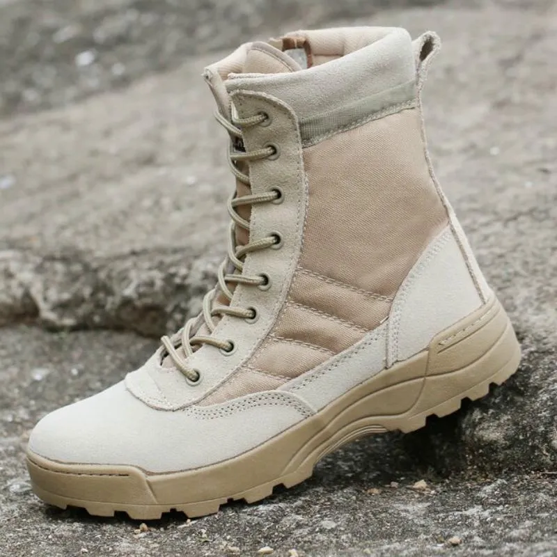 Men's Casual Leather Military Breathable Ankle Boots