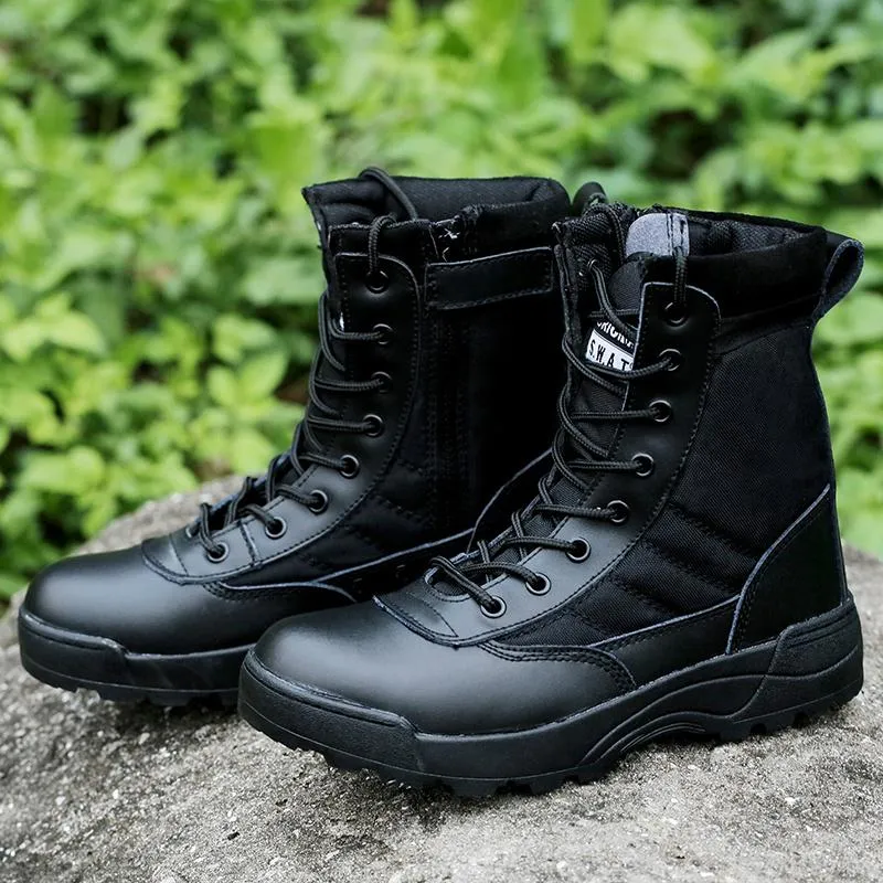 Men's Casual Leather Military Breathable Ankle Boots