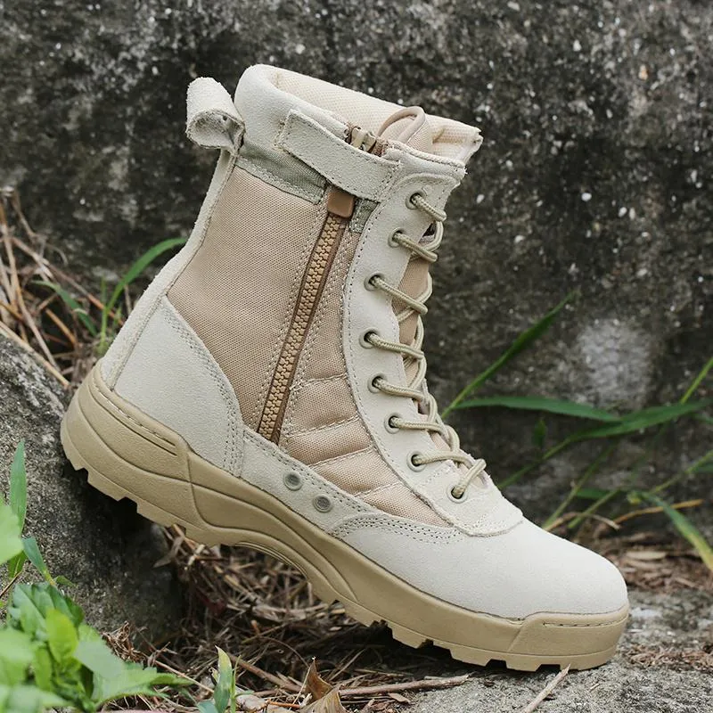 Men's Casual Leather Military Breathable Ankle Boots