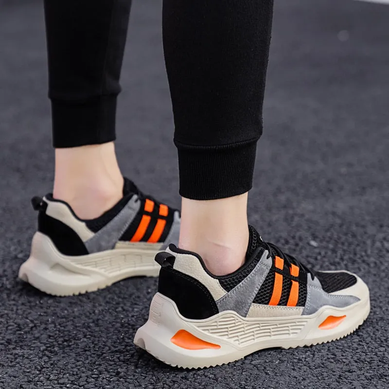 Mesh Striped Color Walking Sneakers