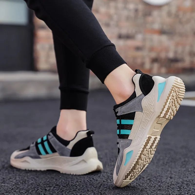 Mesh Striped Color Walking Sneakers