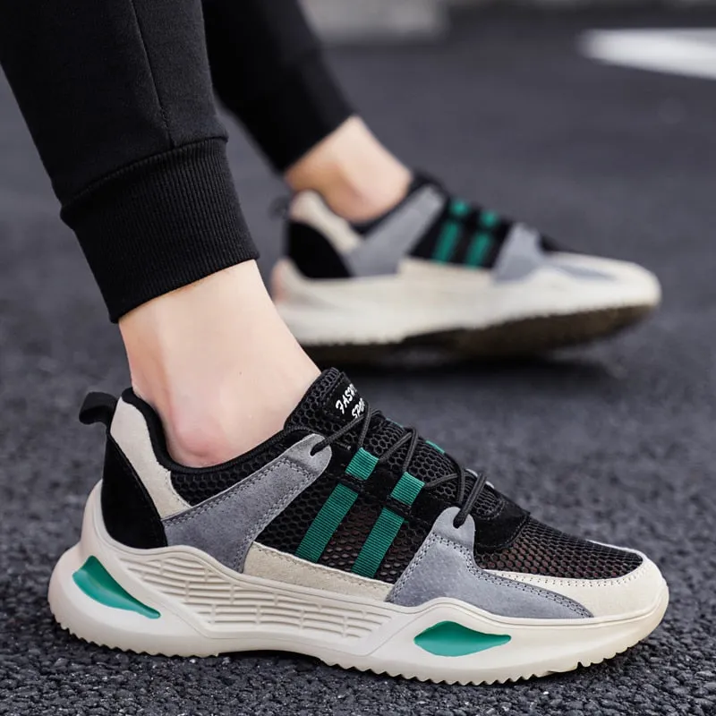 Mesh Striped Color Walking Sneakers