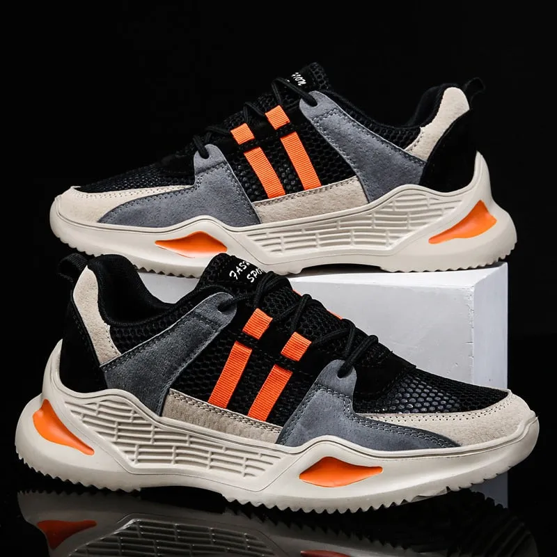 Mesh Striped Color Walking Sneakers