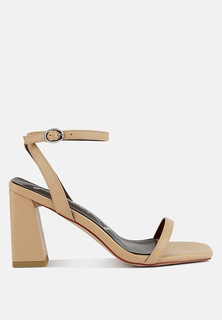 Mooncut Ankle Strap Block Heel Sandals