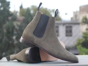 New Handmade Men's brown Suede Chelsea Boots, Men Suede Ankle Boots, Men Designer Boots