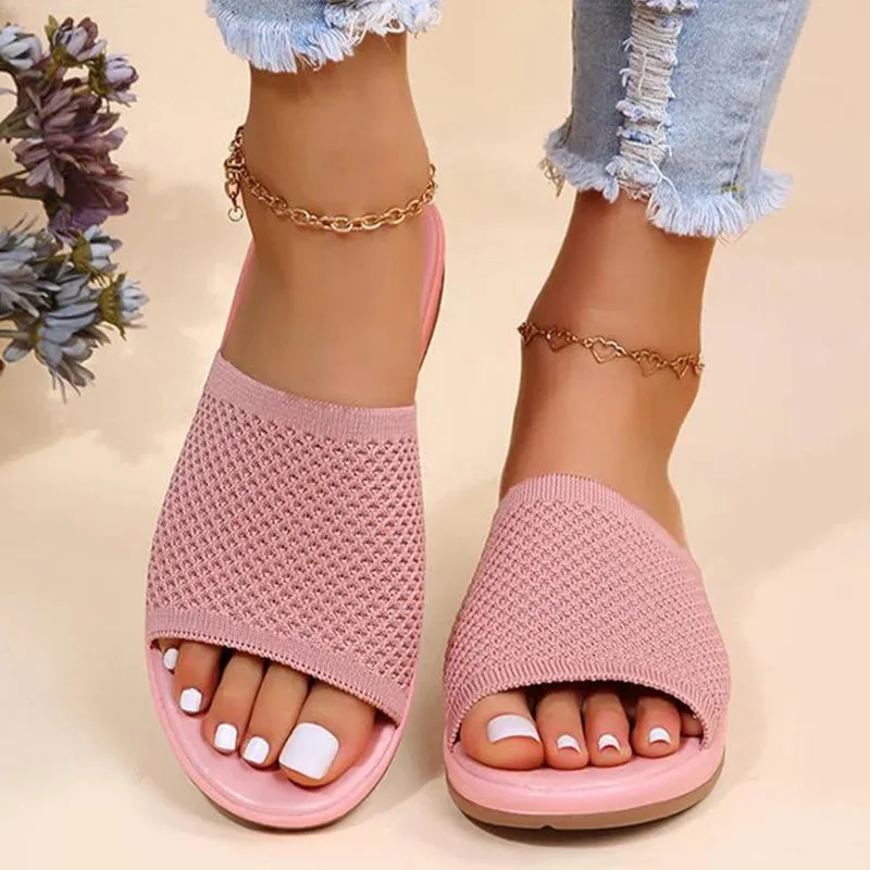 Sandals Women Elastic Force Summer Shoes Flat Casual Slippers