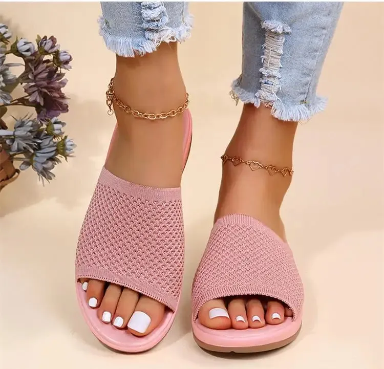 Sandals Women Elastic Force Summer Shoes Flat Casual Slippers