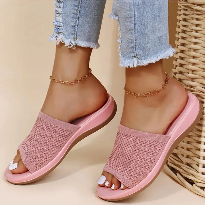 Sandals Women Elastic Force Summer Shoes Flat Casual Slippers