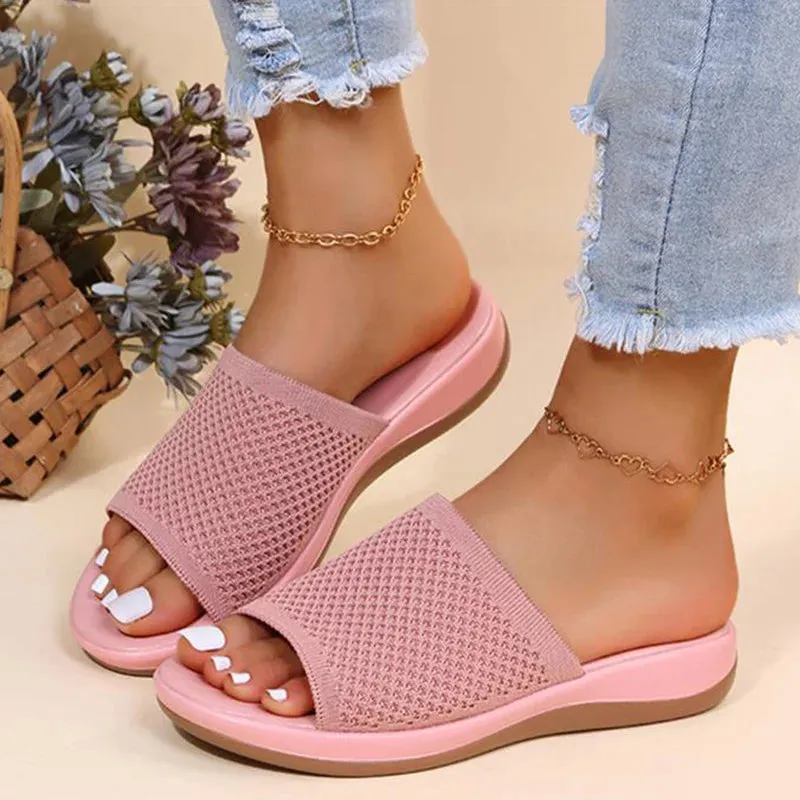 Sandals Women Elastic Force Summer Shoes Flat Casual Slippers