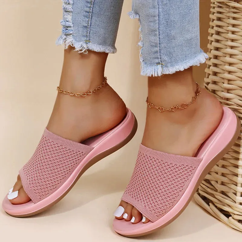 Sandals Women Elastic Force Summer Shoes Flat Casual Slippers