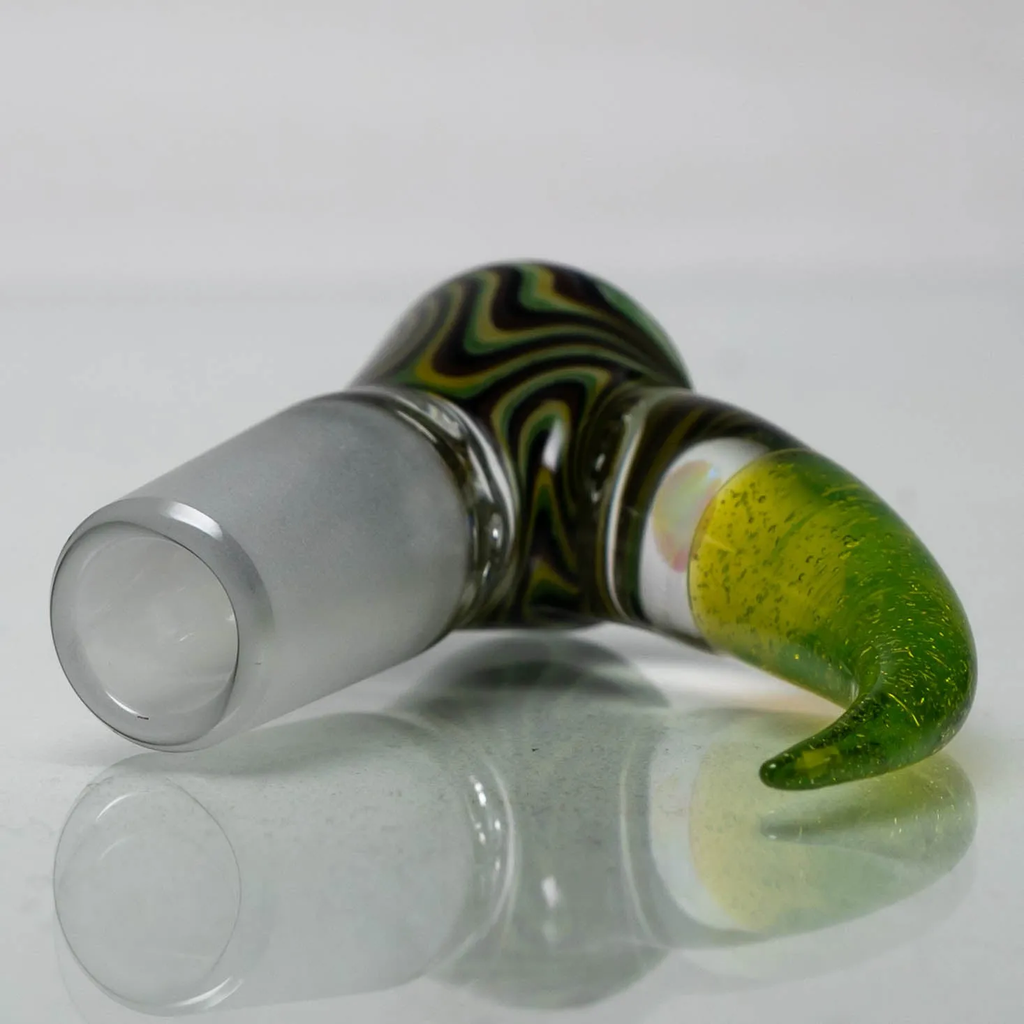 Unity Glassworks - 3 Hole Worked Opal Horn Slide - 14mm - Army & SS. Slyme