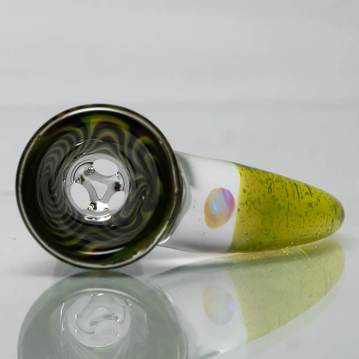 Unity Glassworks - 3 Hole Worked Opal Horn Slide - 14mm - Army & SS. Slyme