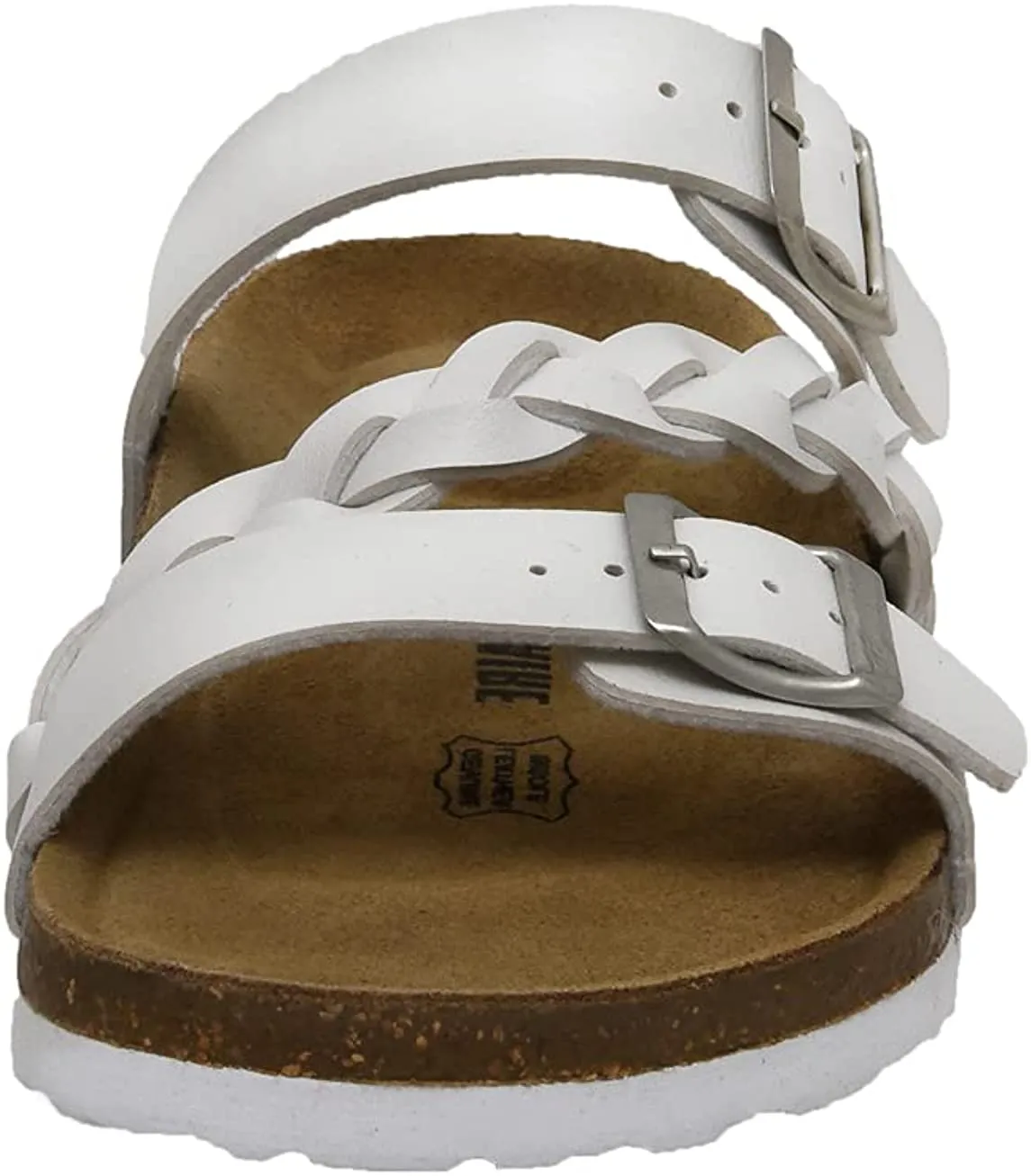 White Braided Soft Cork Buckle Summer Sandals