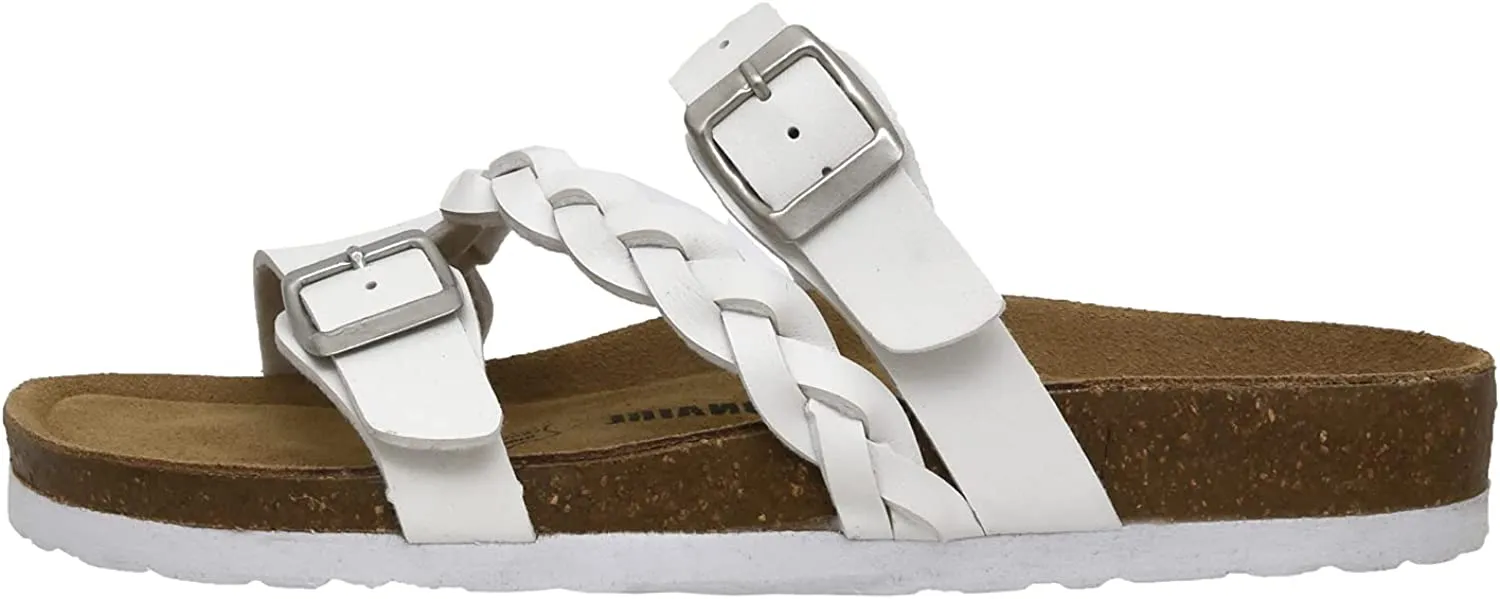 White Braided Soft Cork Buckle Summer Sandals