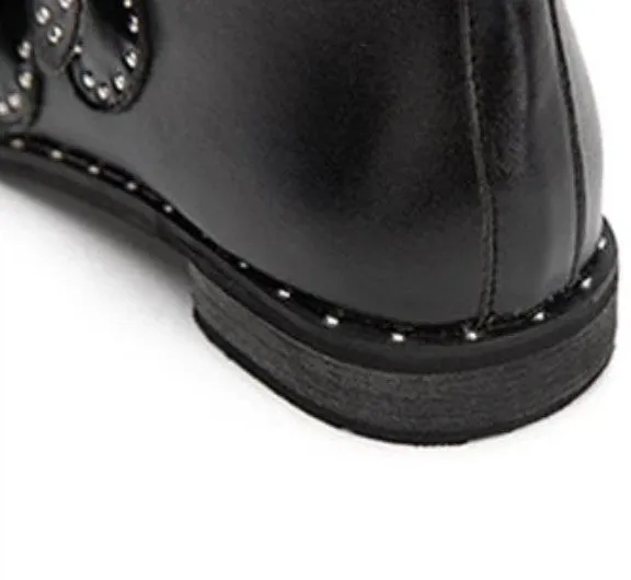 Women's Winter PU Leather Ankle Boots With Decorative Buckles