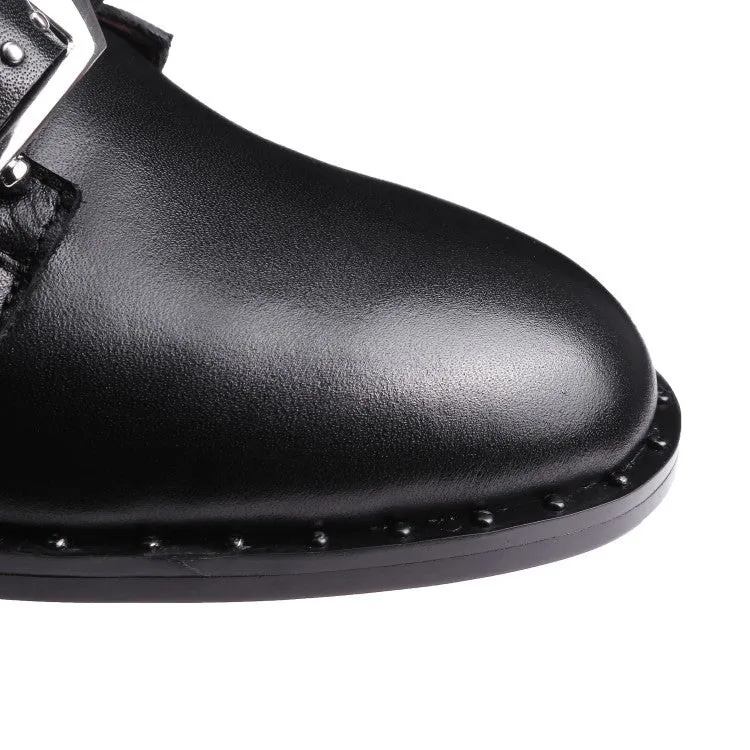 Women's Winter PU Leather Ankle Boots With Decorative Buckles